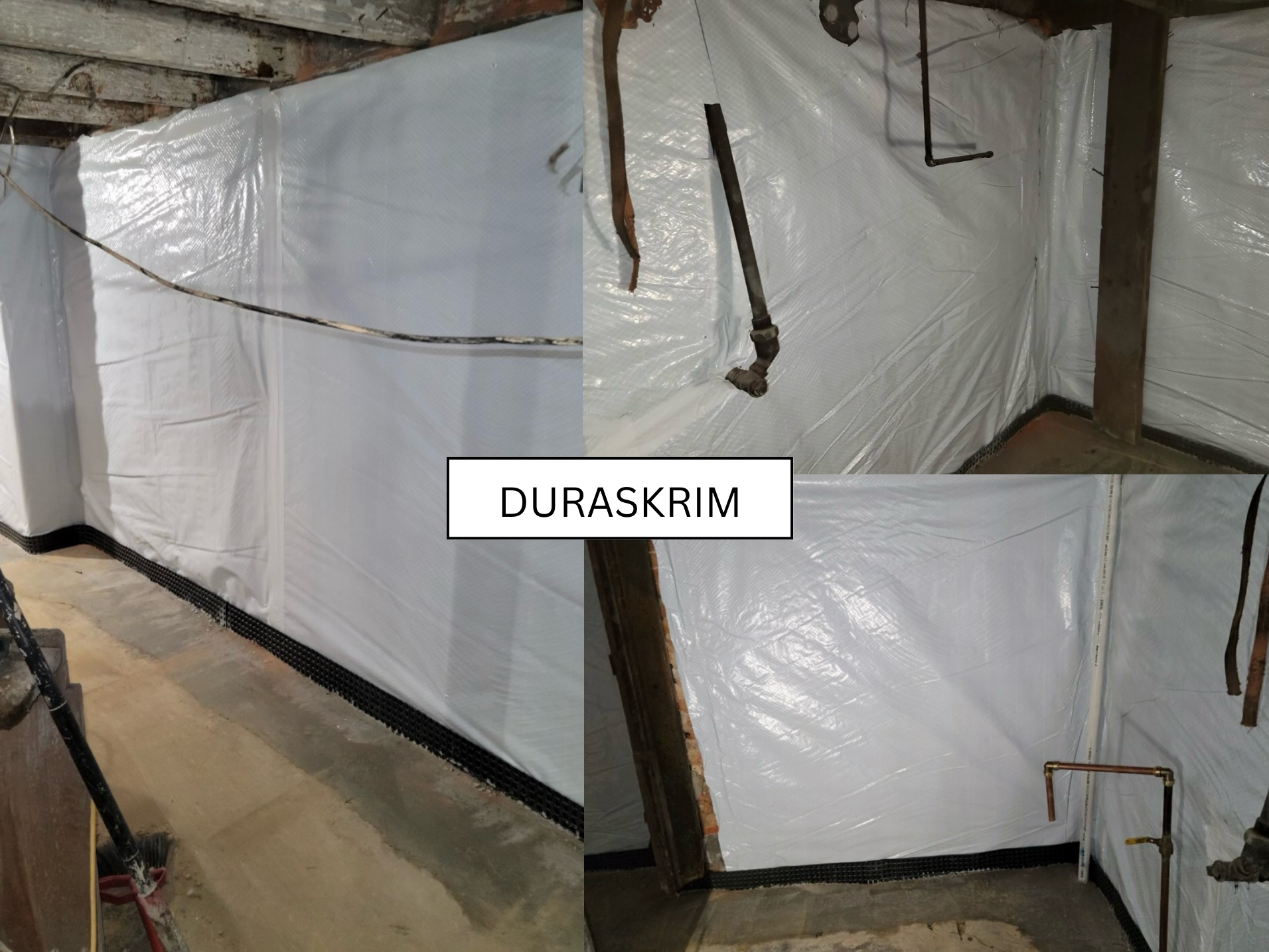 Before and After with Duraskrim on the walls.