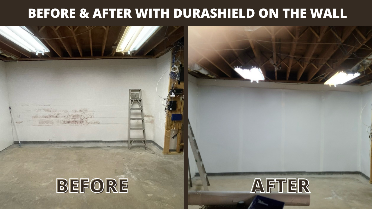 Before and After with Durashield on the walls.
